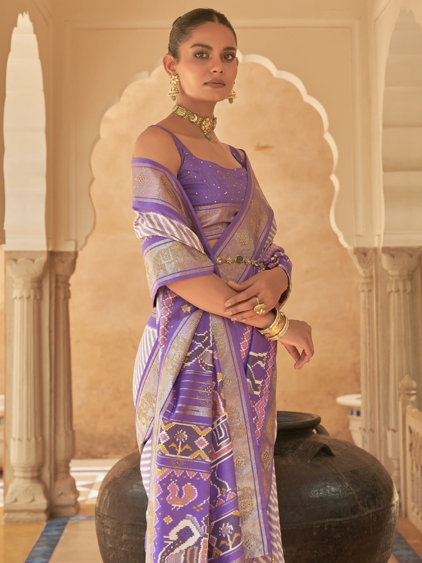 Lilac Purple Woven Patola Saree