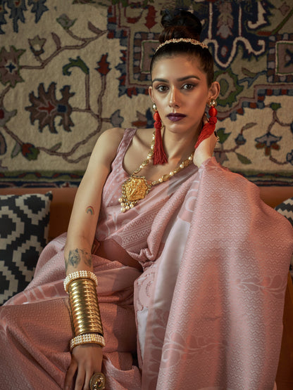 Mineral Pink Woven Banarasi Saree
