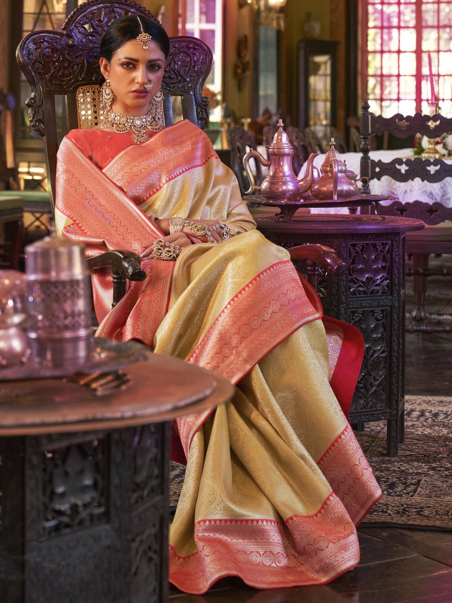Golden Yellow Kanjivaram Saree