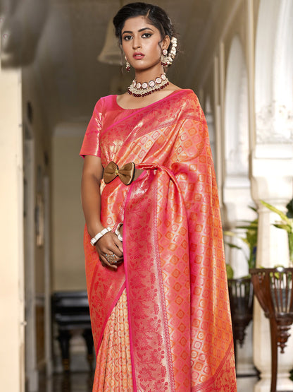 Tangerine Orange Kanjivaram Saree