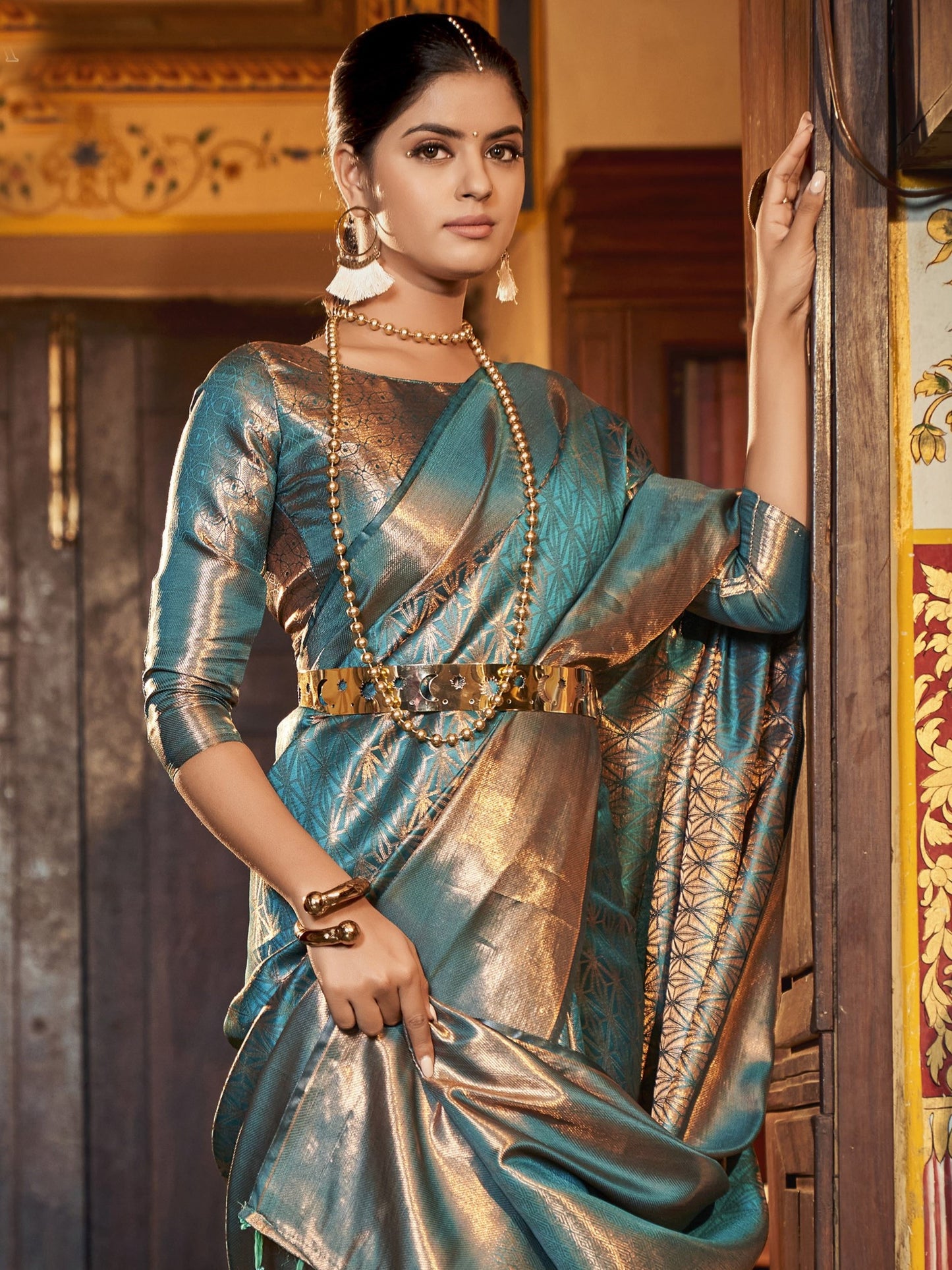 Azure Blue Kanjivaram Saree