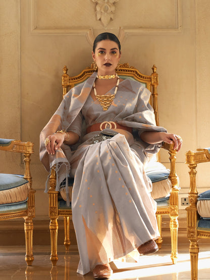 French Gray Tissue Silk Saree