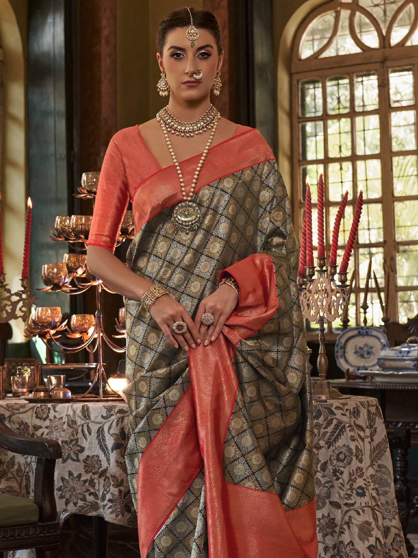 Jet Black Kanjivaram Saree