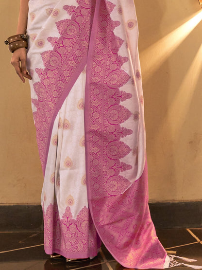 Seashell Pink Woven Banarasi Saree