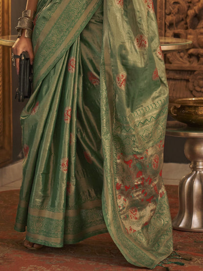Shamrock Green Woven Banarasi Saree