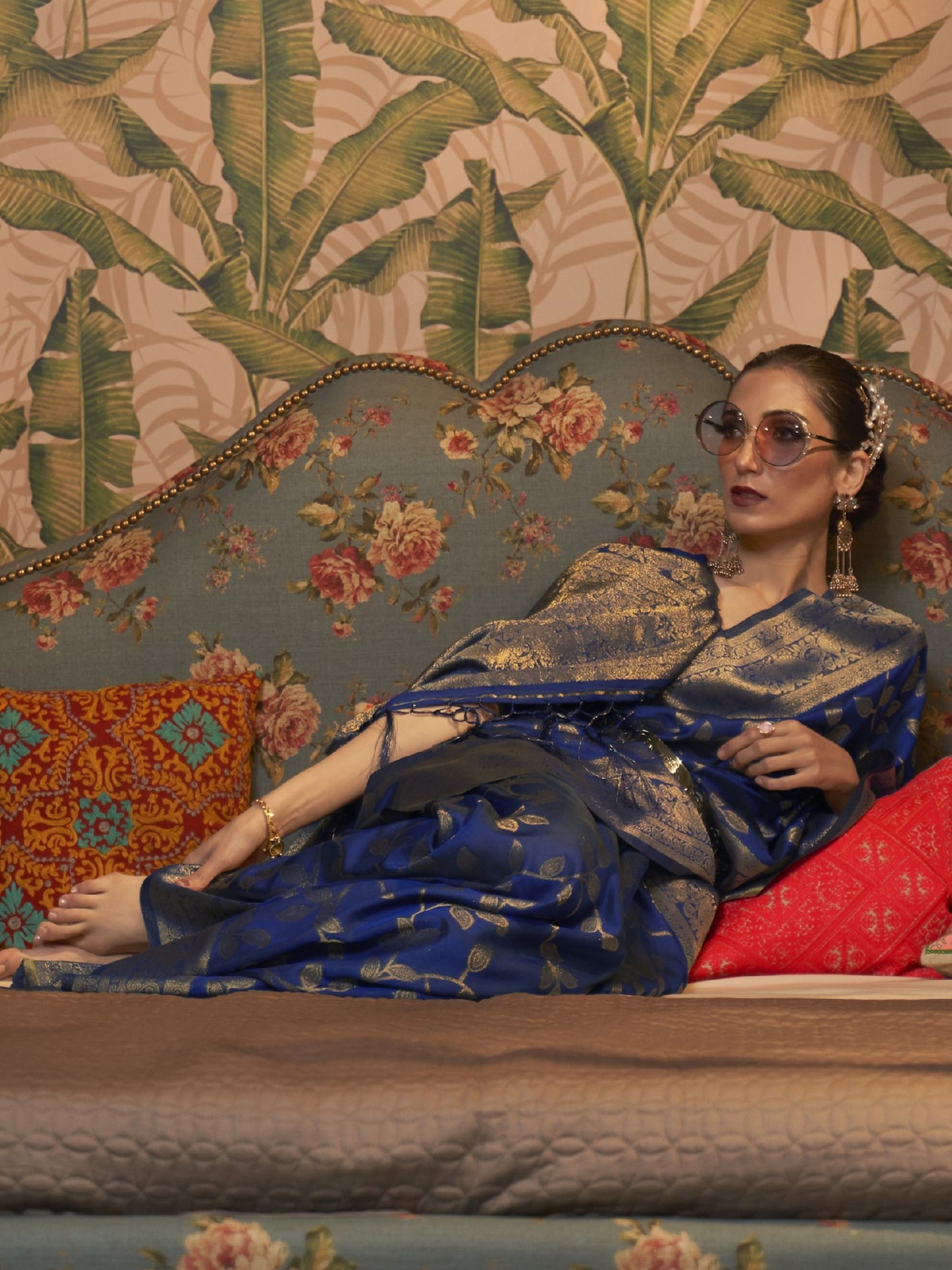 Phthalo Blue Woven Banarasi Saree