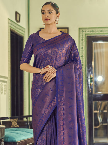 Sapphire Blue Kanjivaram Saree