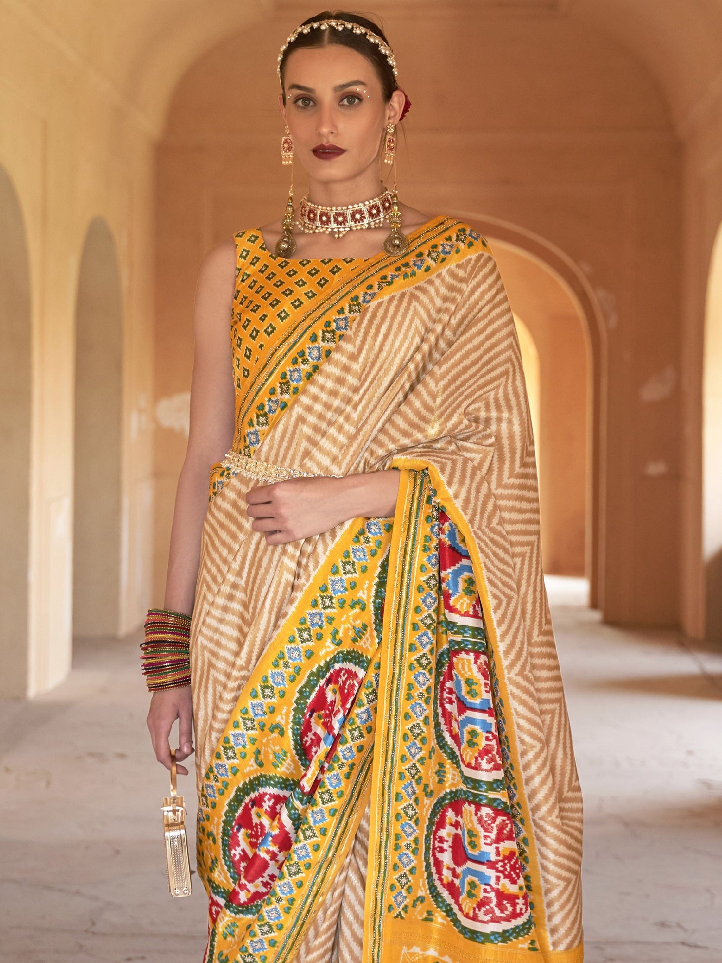 Golden Yellow Patola Saree
