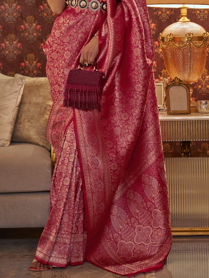 Jaz berry Red Kanjivaram Saree