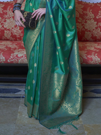 Peacock Green Banarasi Saree
