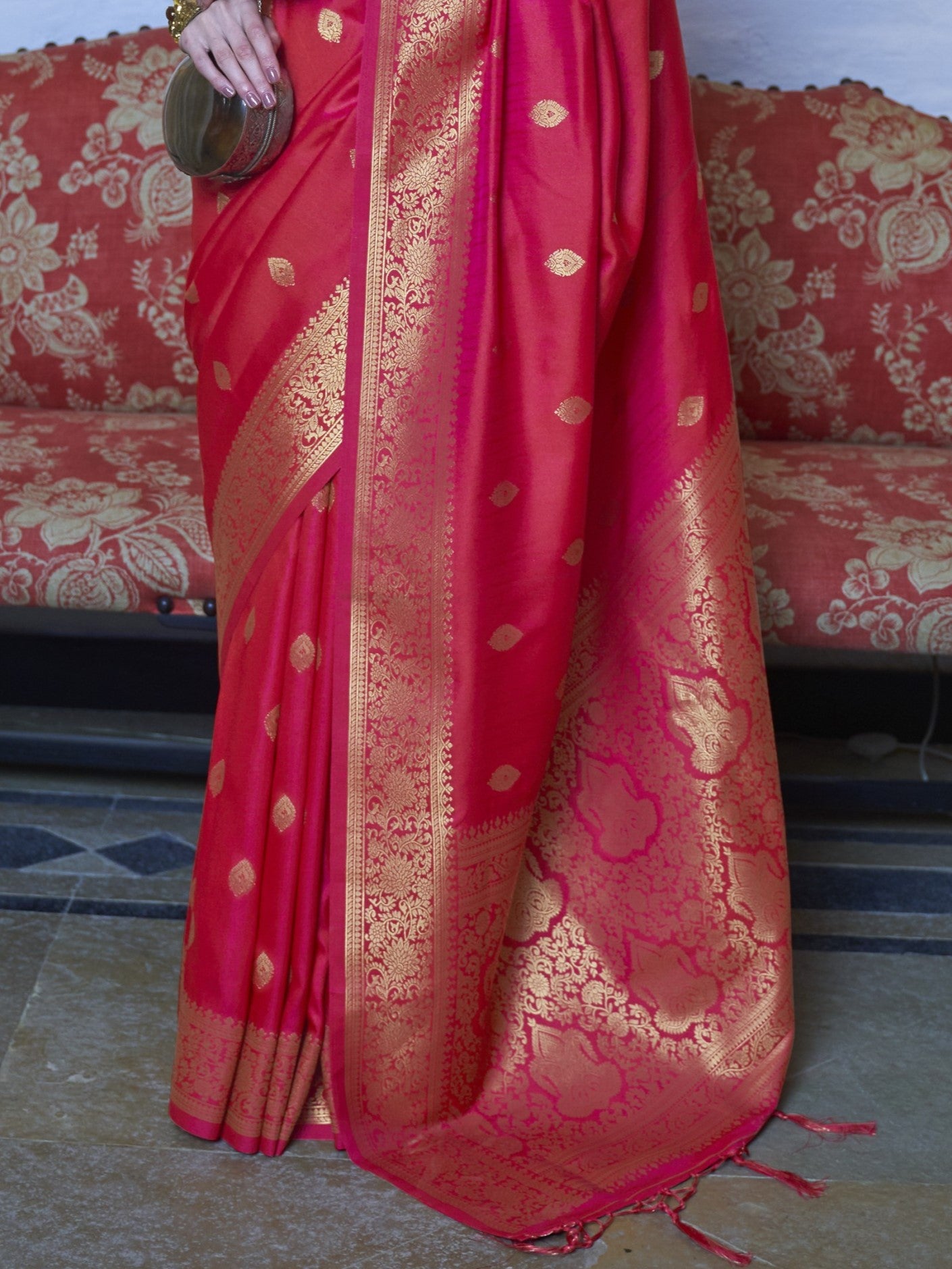Punch Pink Banarasi Saree