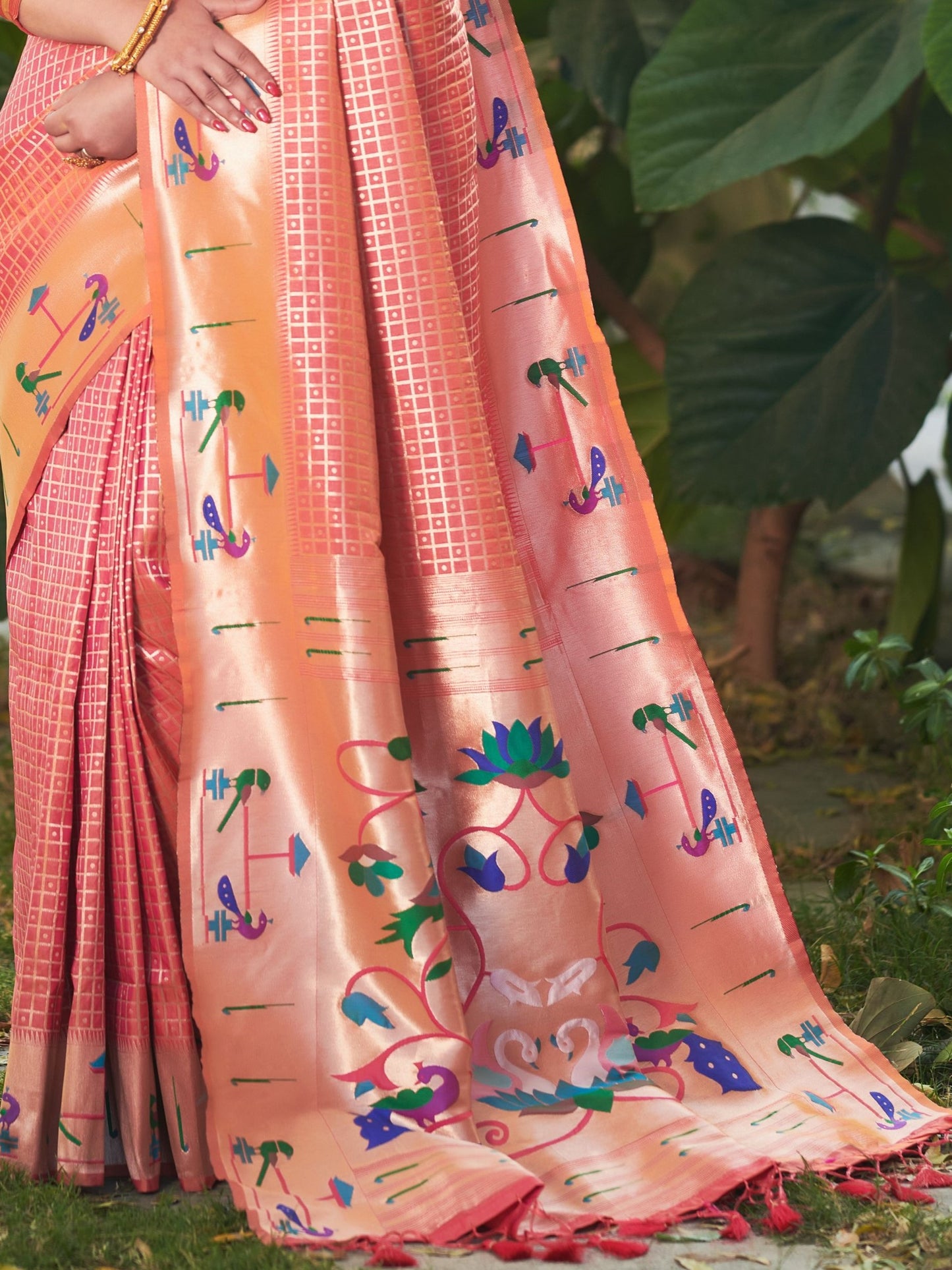 Cosmos Pink Paithani Saree