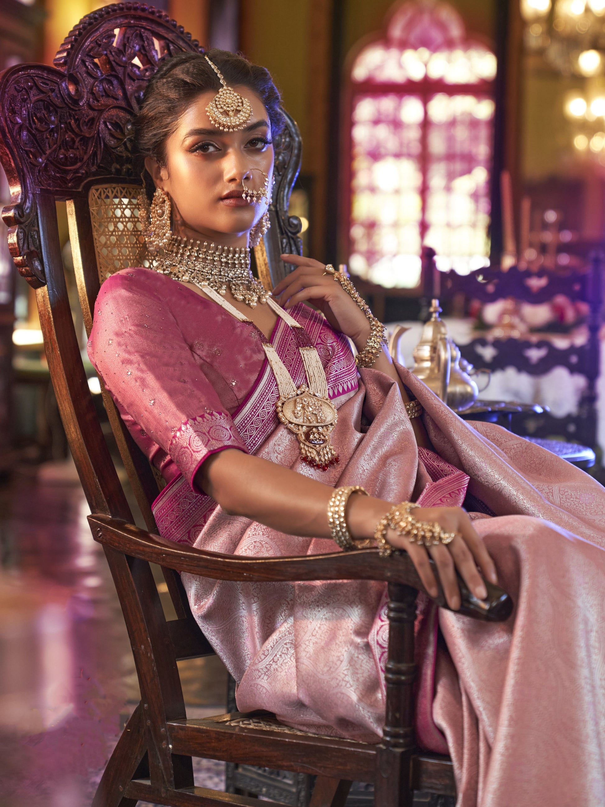 Pink kanjivaram silk saree online