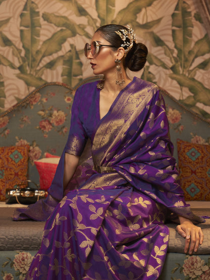 Royal Violet Woven Banarasi Saree