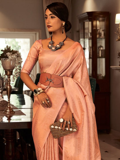 Tropical Peach Woven Kanjivaram Saree