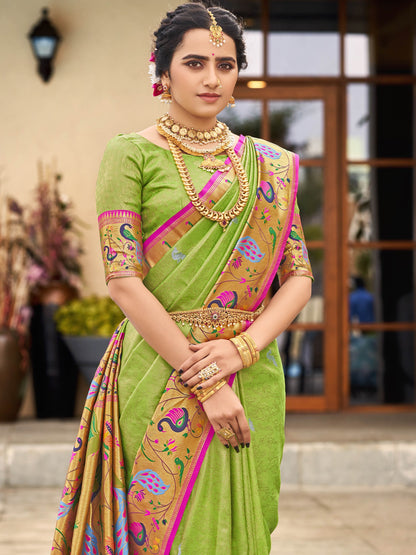 Apple Green Paithani Saree