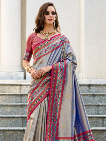 Festive Blue Banarasi Tissue Silk Saree