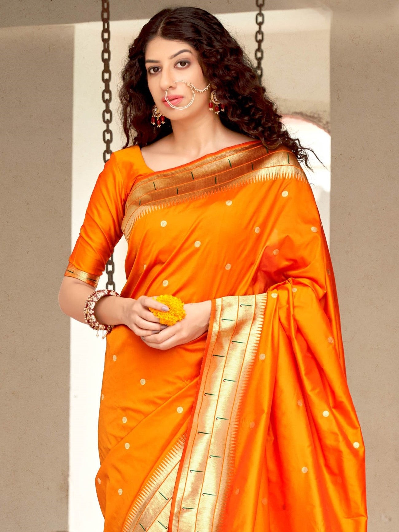 Honey Yellow Paithani Saree