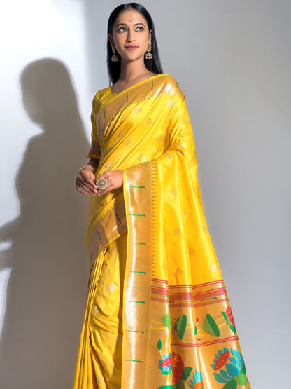 Cadmium Yellow Paithani Saree