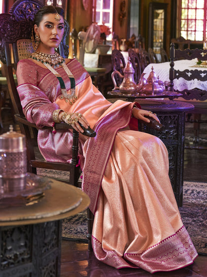 Pastel Peach Kanjivaram Saree