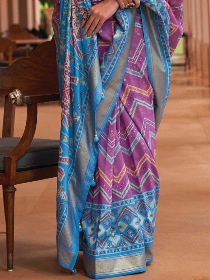 Floral Lavender Patola Saree
