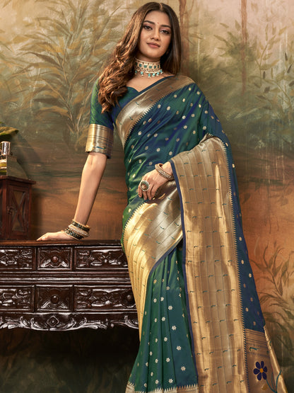 Peacock Green Paithani Saree