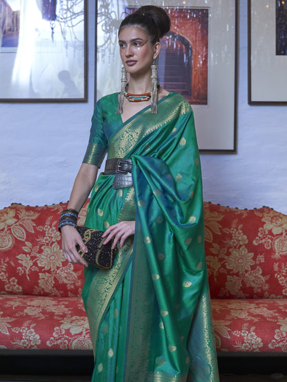 Peacock Green Banarasi Saree