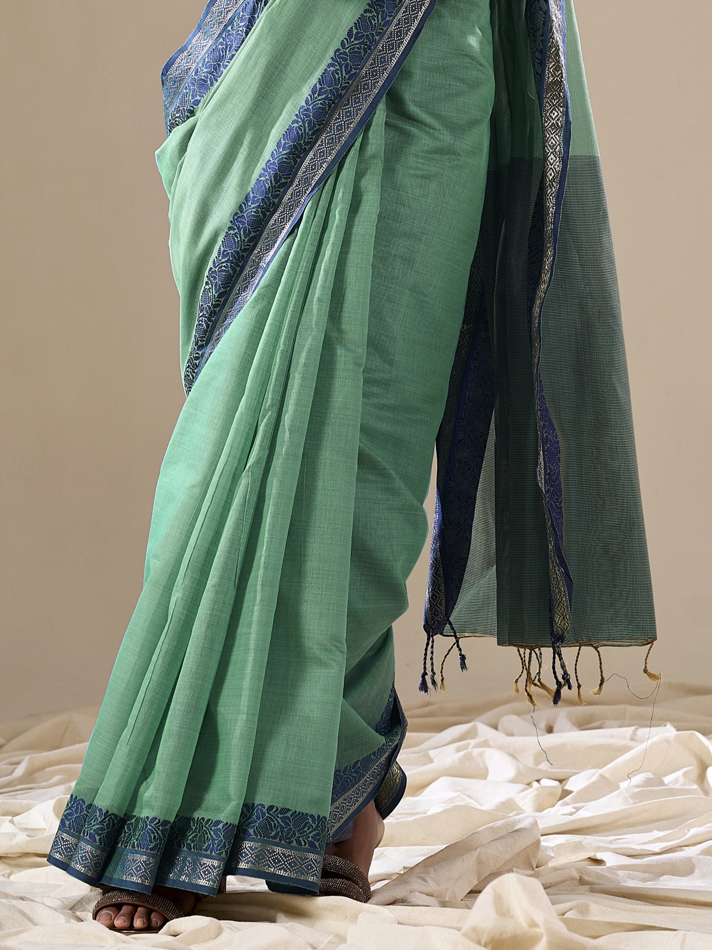 Mint Green Handloom Cotton Saree