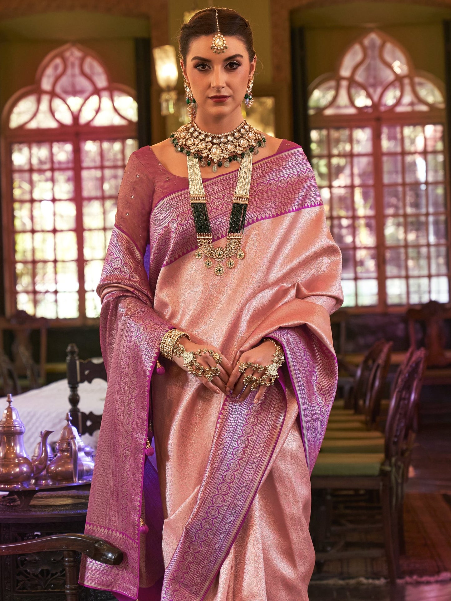 Pastel Peach Kanjivaram Saree