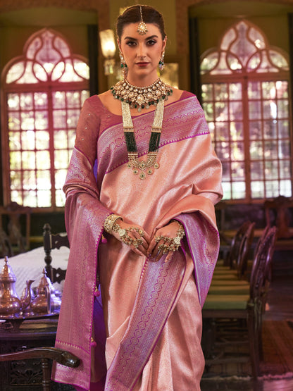 Pastel Peach Kanjivaram Saree