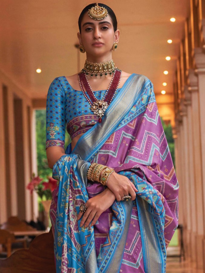 Floral Lavender Patola Saree