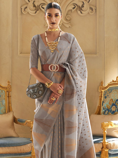 French Gray Tissue Silk Saree