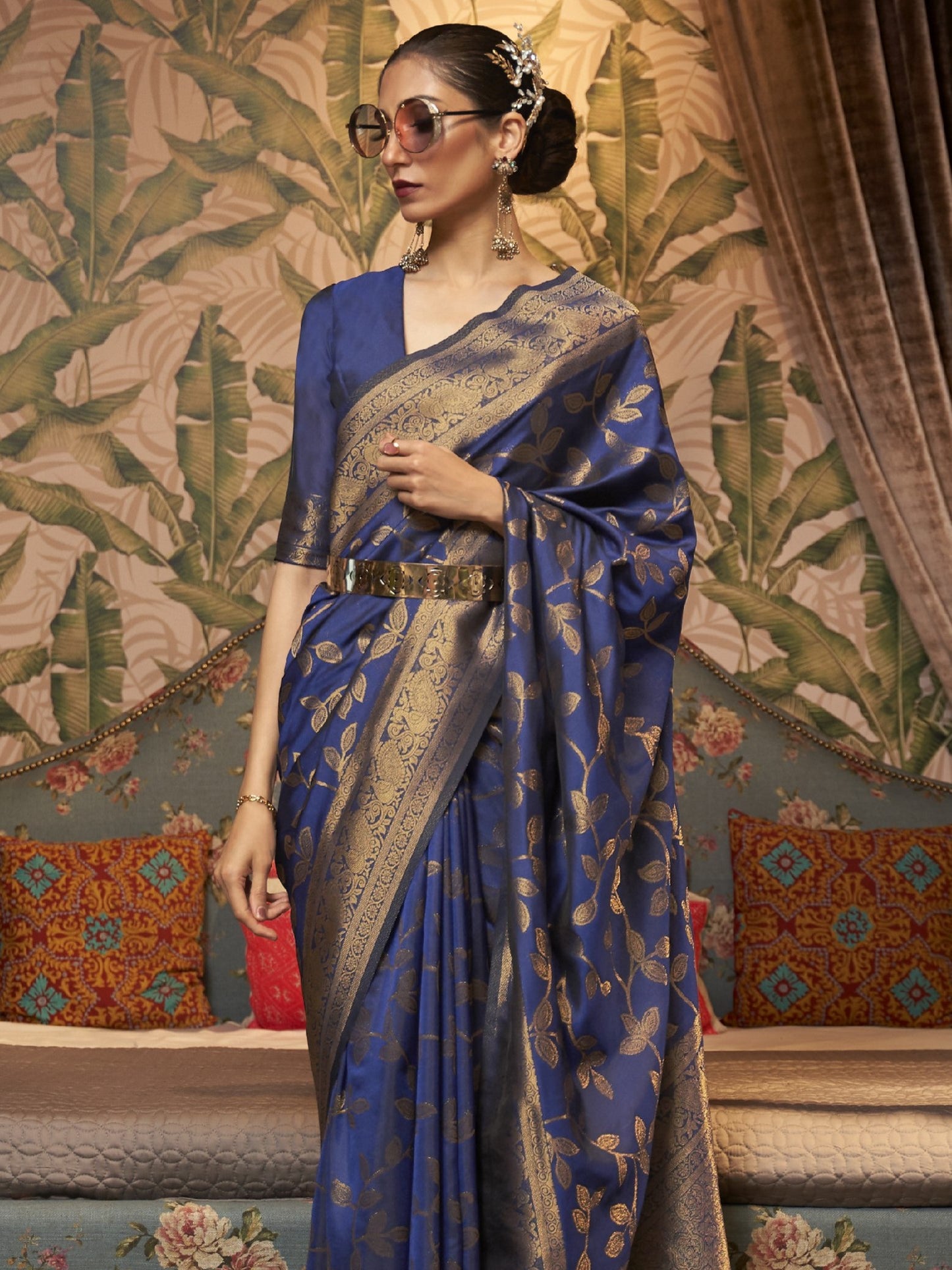 Phthalo Blue Woven Banarasi Saree