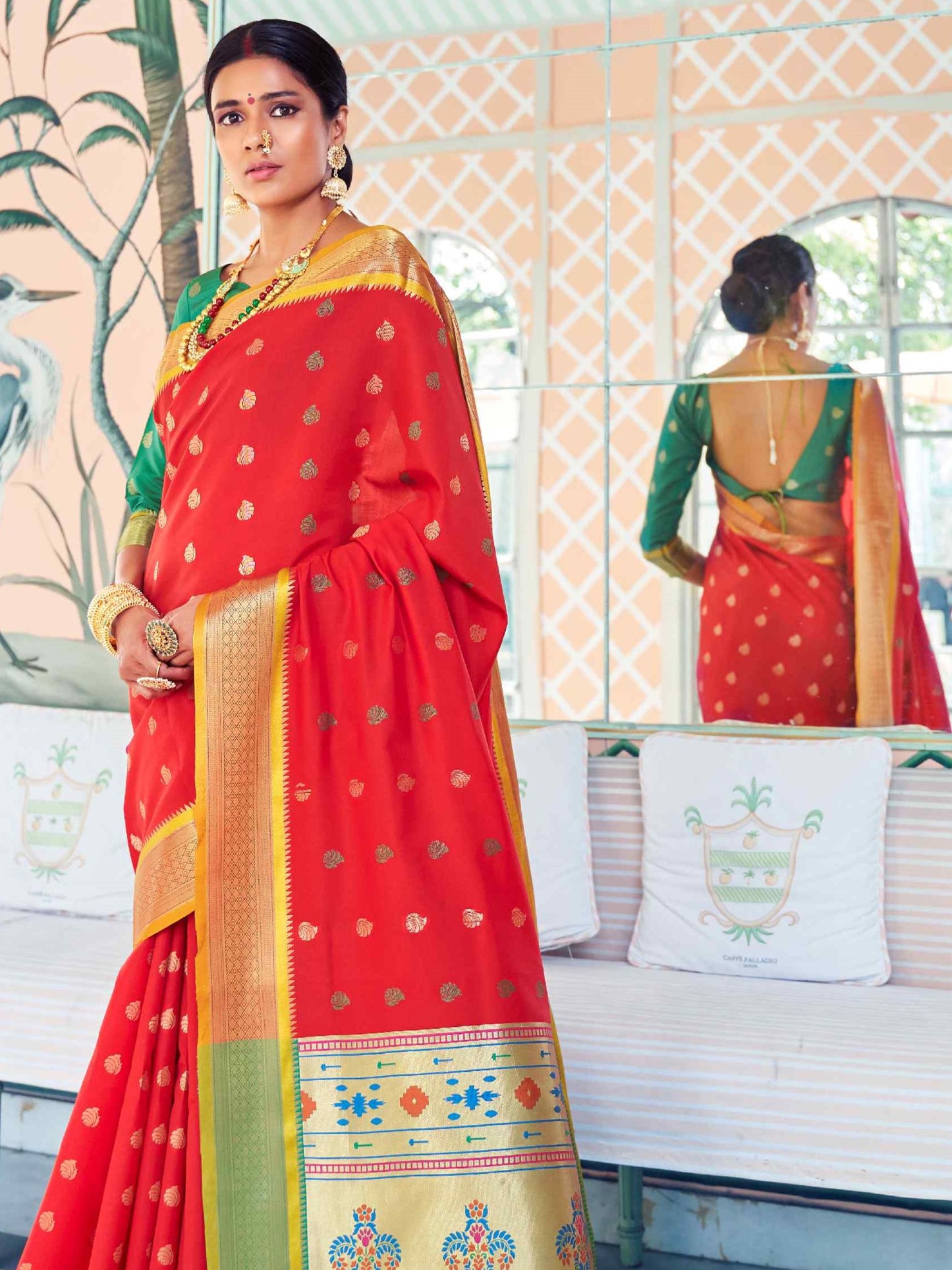 Chili Red Paithani Saree