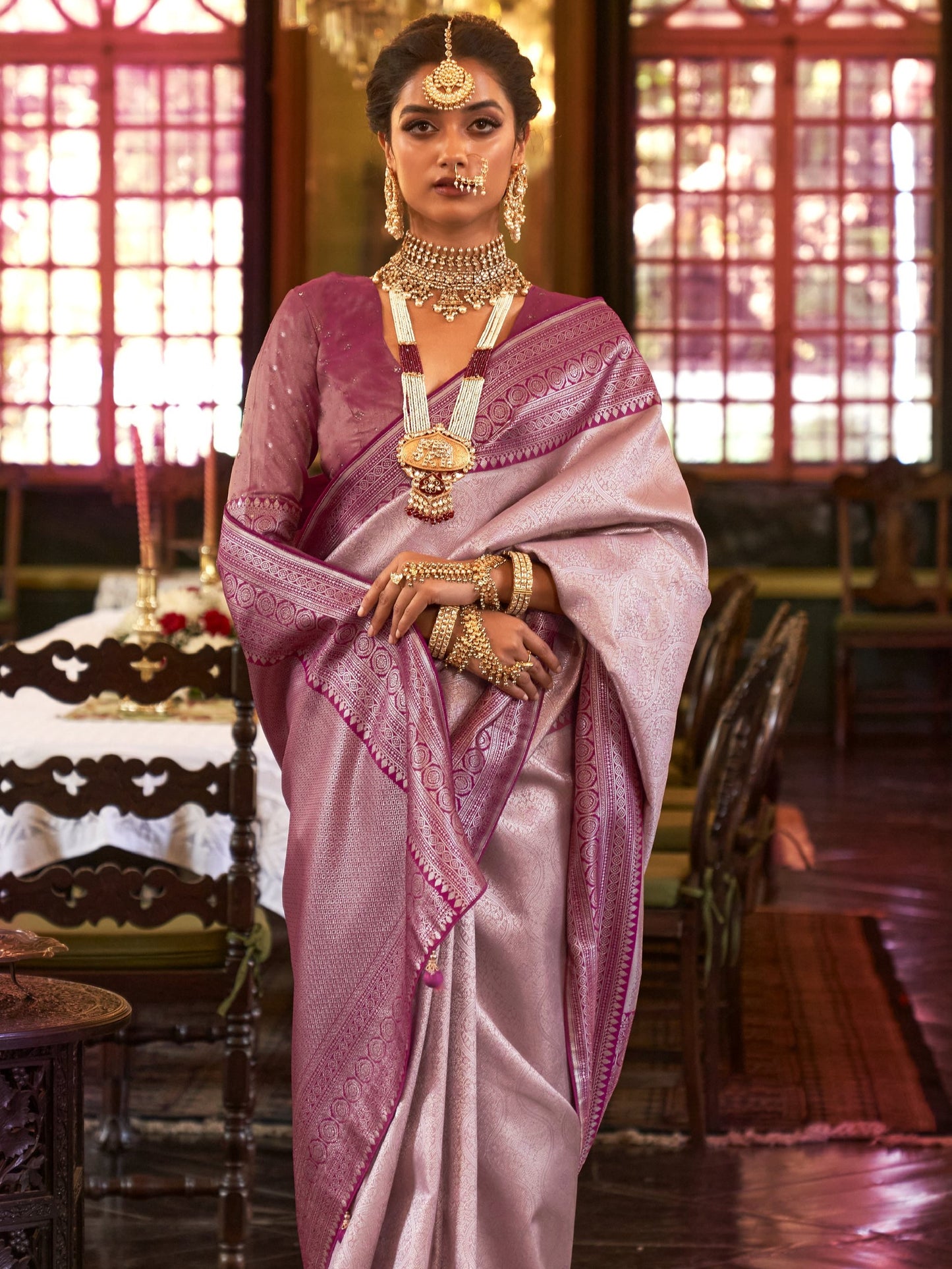 Dusty Pink Kanjivaram Saree