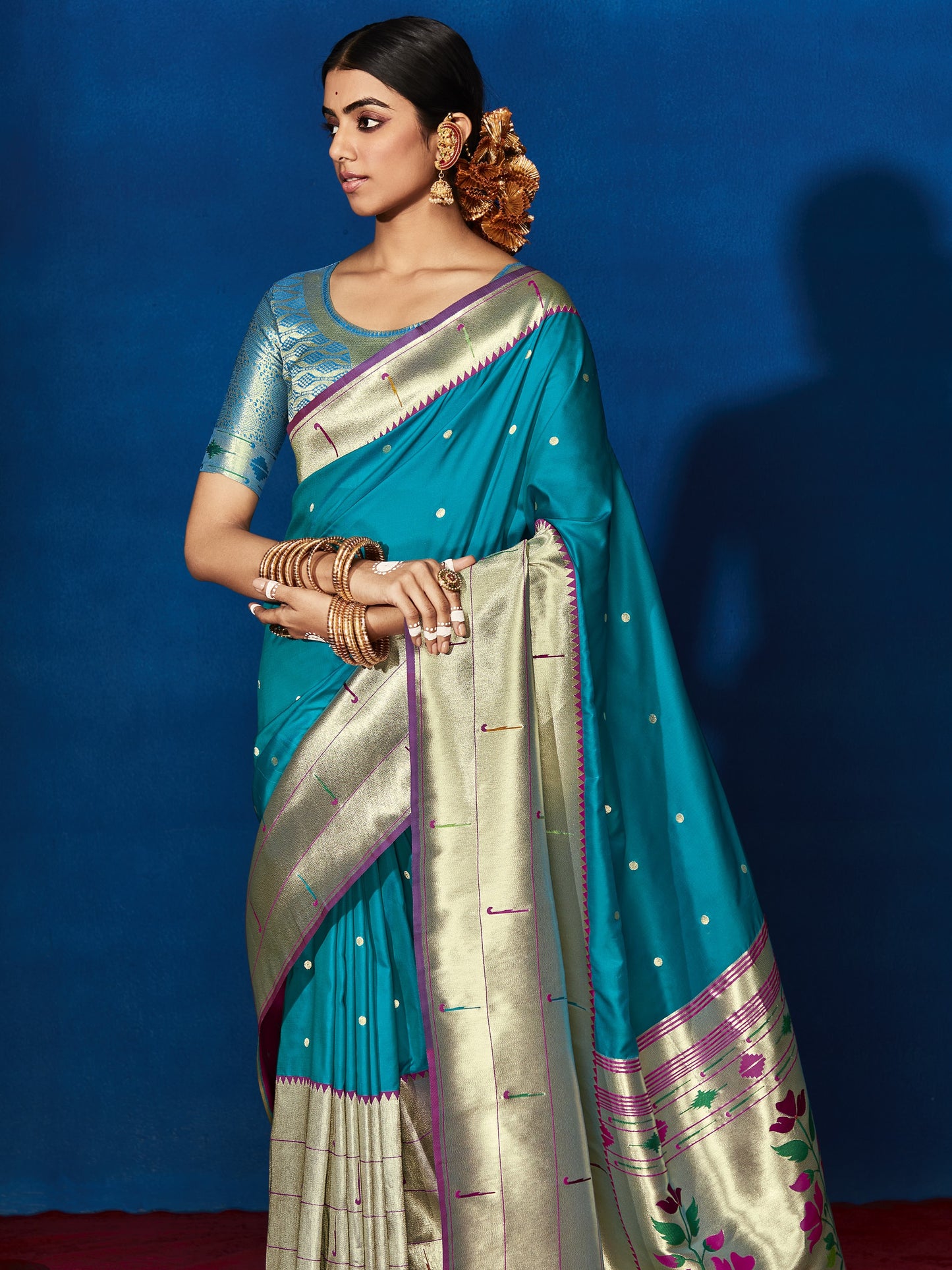 Cerulean Blue Paithani Saree