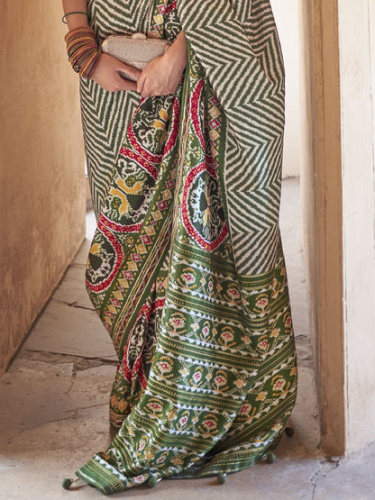 Fern Green Patola Saree