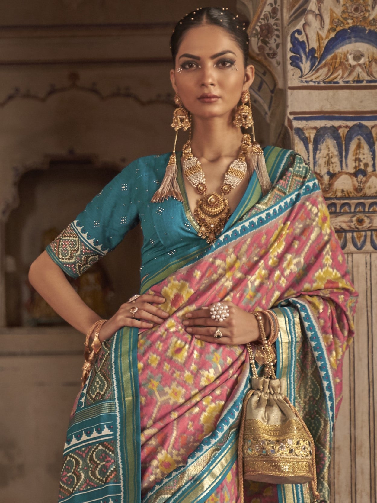Salmon Pink Patola Saree