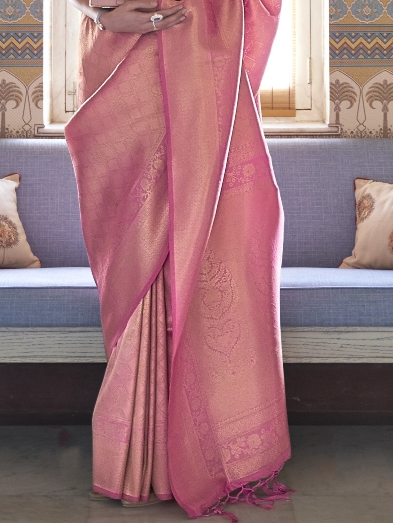 Tulip Pink Kanjivaram Saree