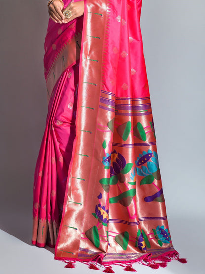 Cherry Pink Paithani Saree