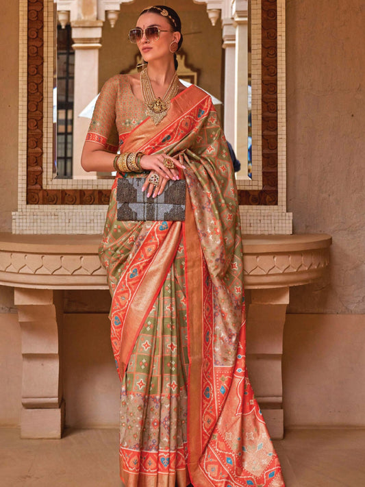 Sage Green Patola Saree