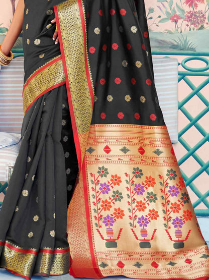 Midnight Black Paithani Saree