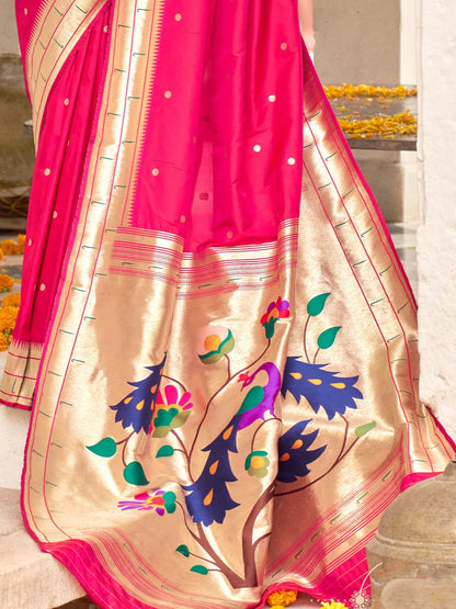 Hot Pink Paithani Saree