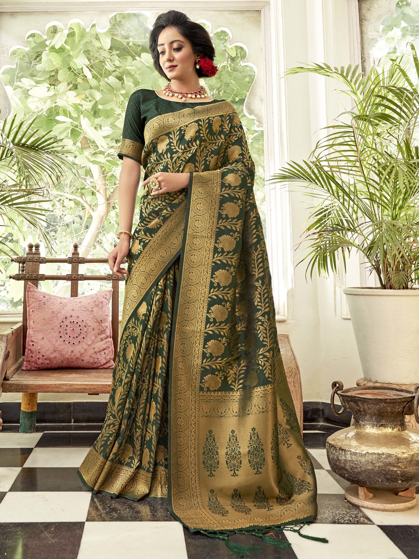 Royal Green Kanjivaram Saree