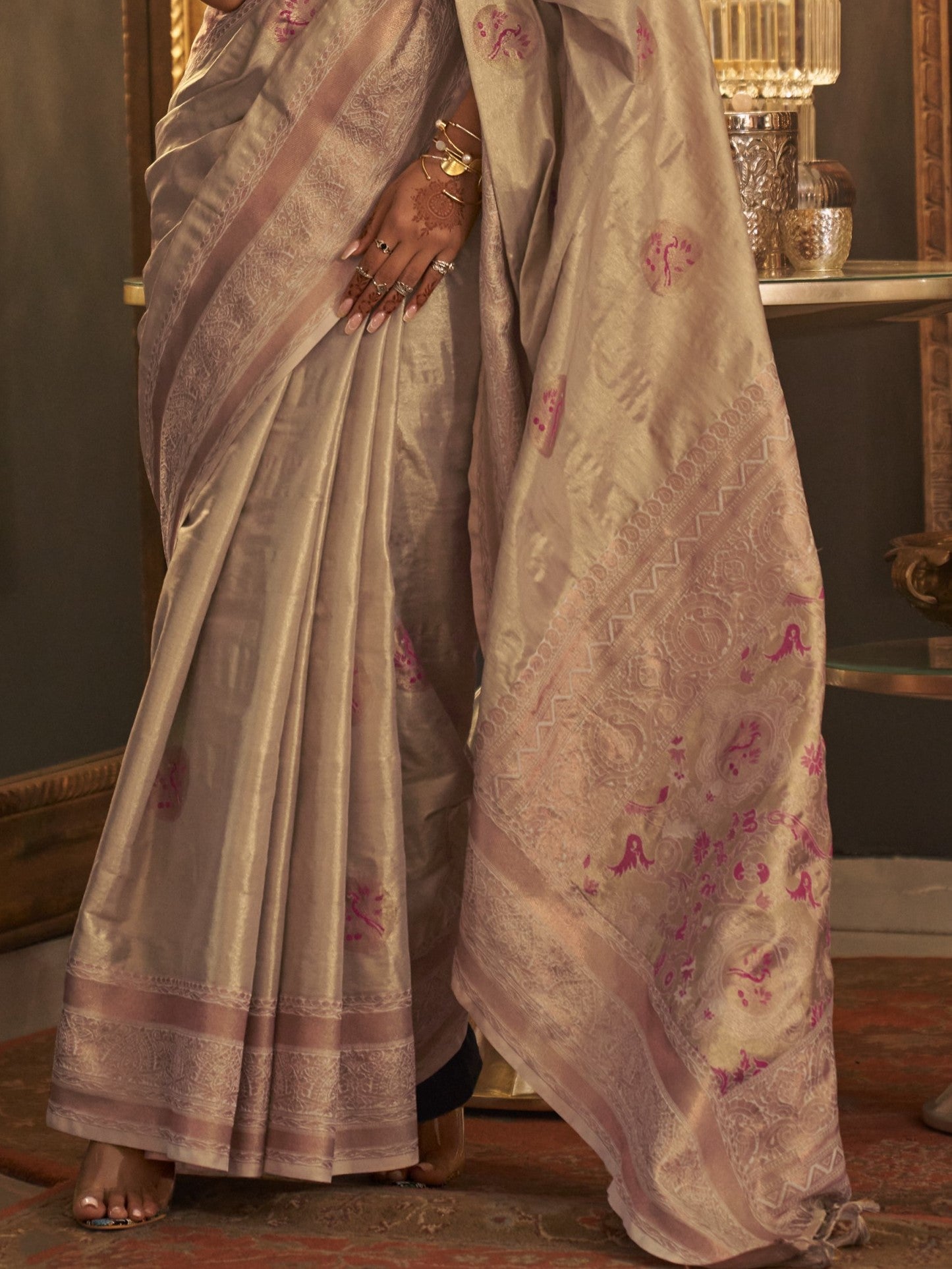 Milky White Woven Banarasi Saree