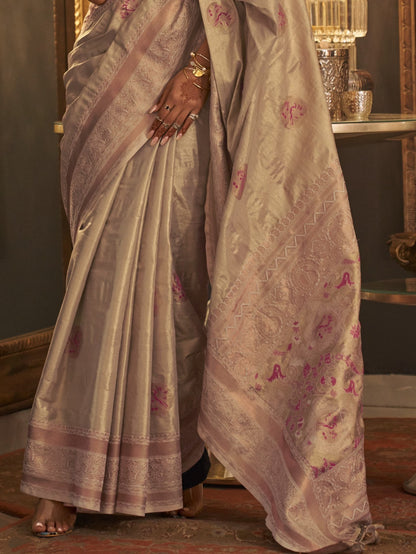 Milky White Woven Banarasi Saree