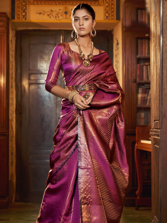 Cerise Magenta Kanjivaram Saree