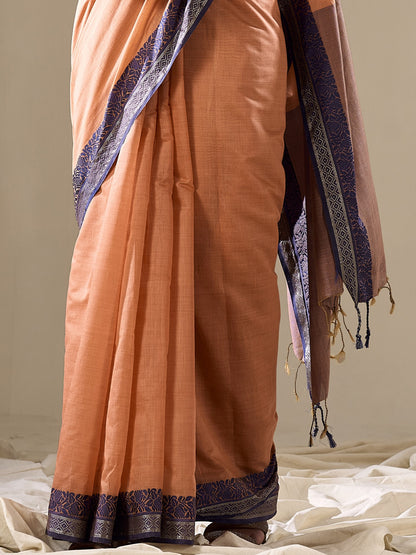 Jasper Orange Handloom Cotton Saree