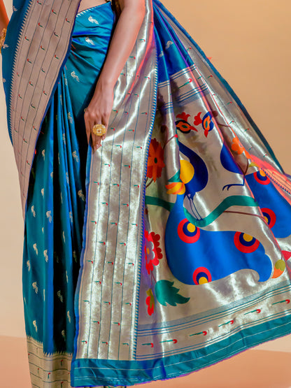 Phthalo Blue Paithani Saree