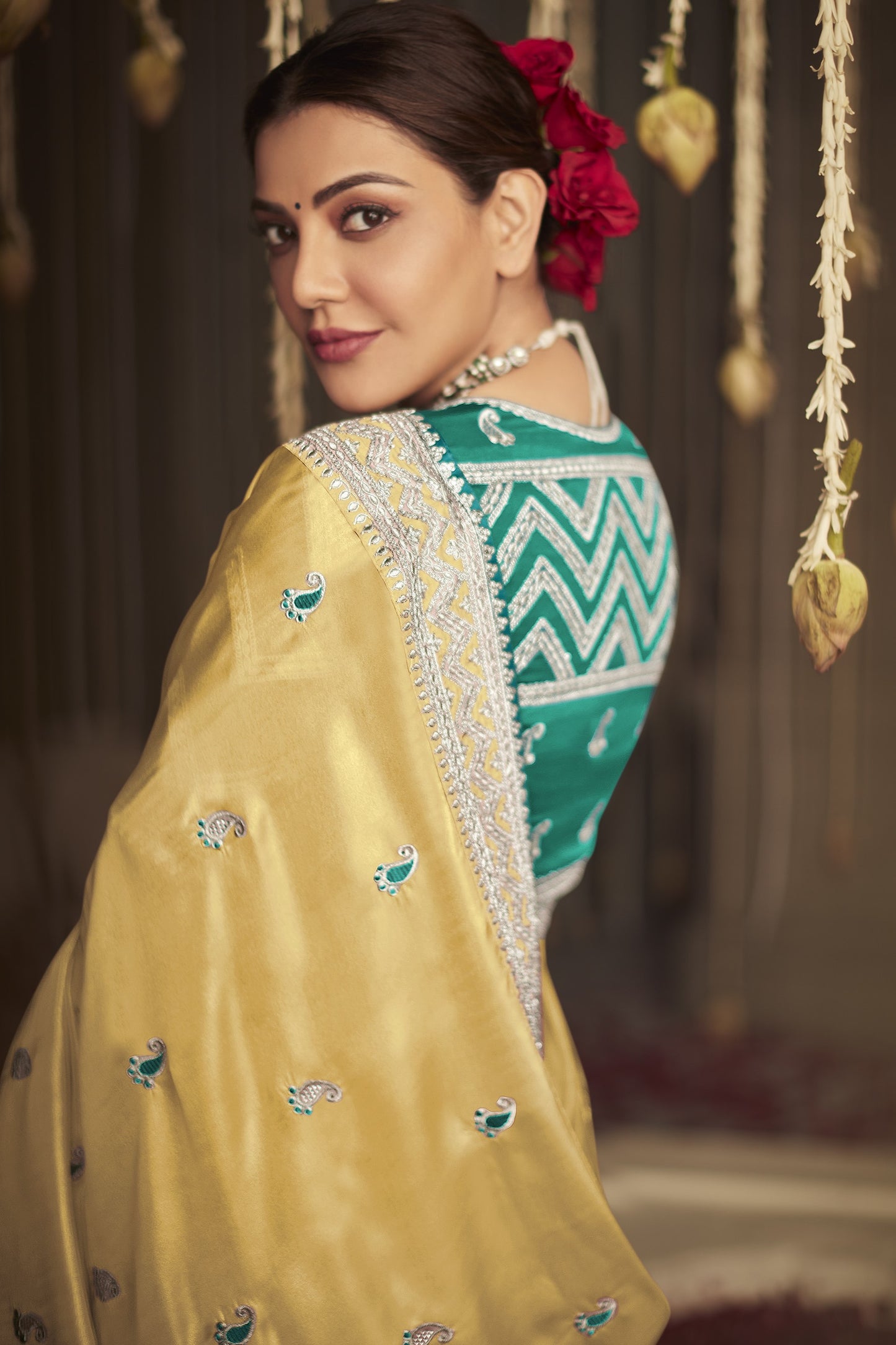 Jasmine Yellow Dola Silk Saree